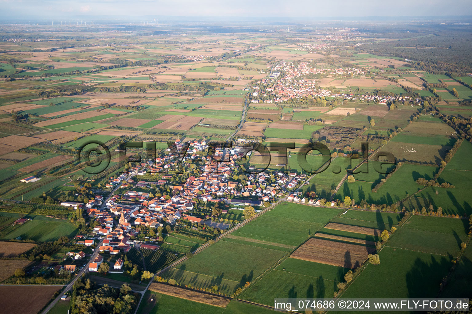 Photographie aérienne de Schweighofen dans le département Rhénanie-Palatinat, Allemagne