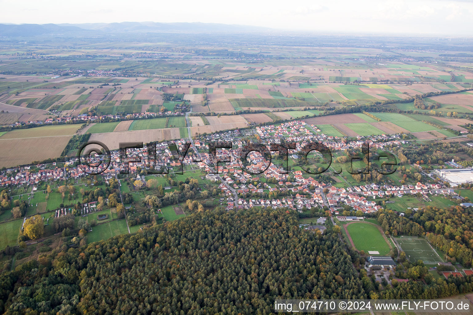 Vue oblique de Quartier Schaidt in Wörth am Rhein dans le département Rhénanie-Palatinat, Allemagne