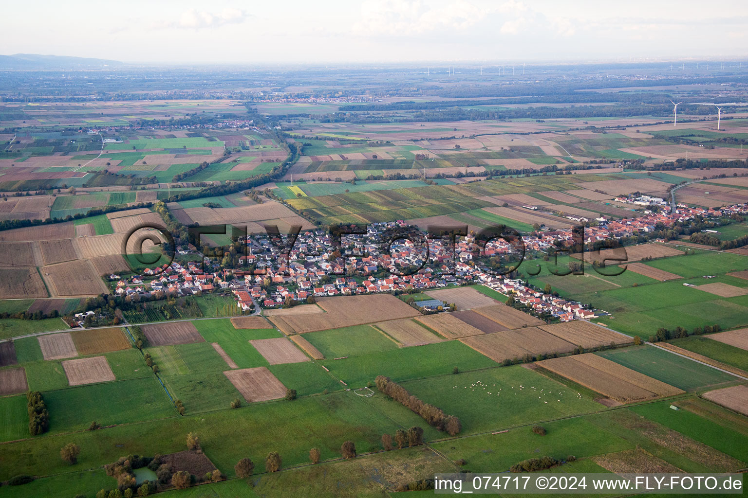 Vue aérienne de Du sud-ouest à Freckenfeld dans le département Rhénanie-Palatinat, Allemagne