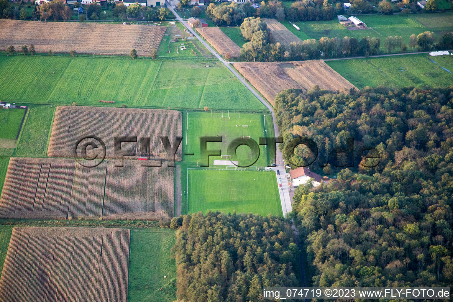 Vue aérienne de Terrain de football à Freckenfeld dans le département Rhénanie-Palatinat, Allemagne