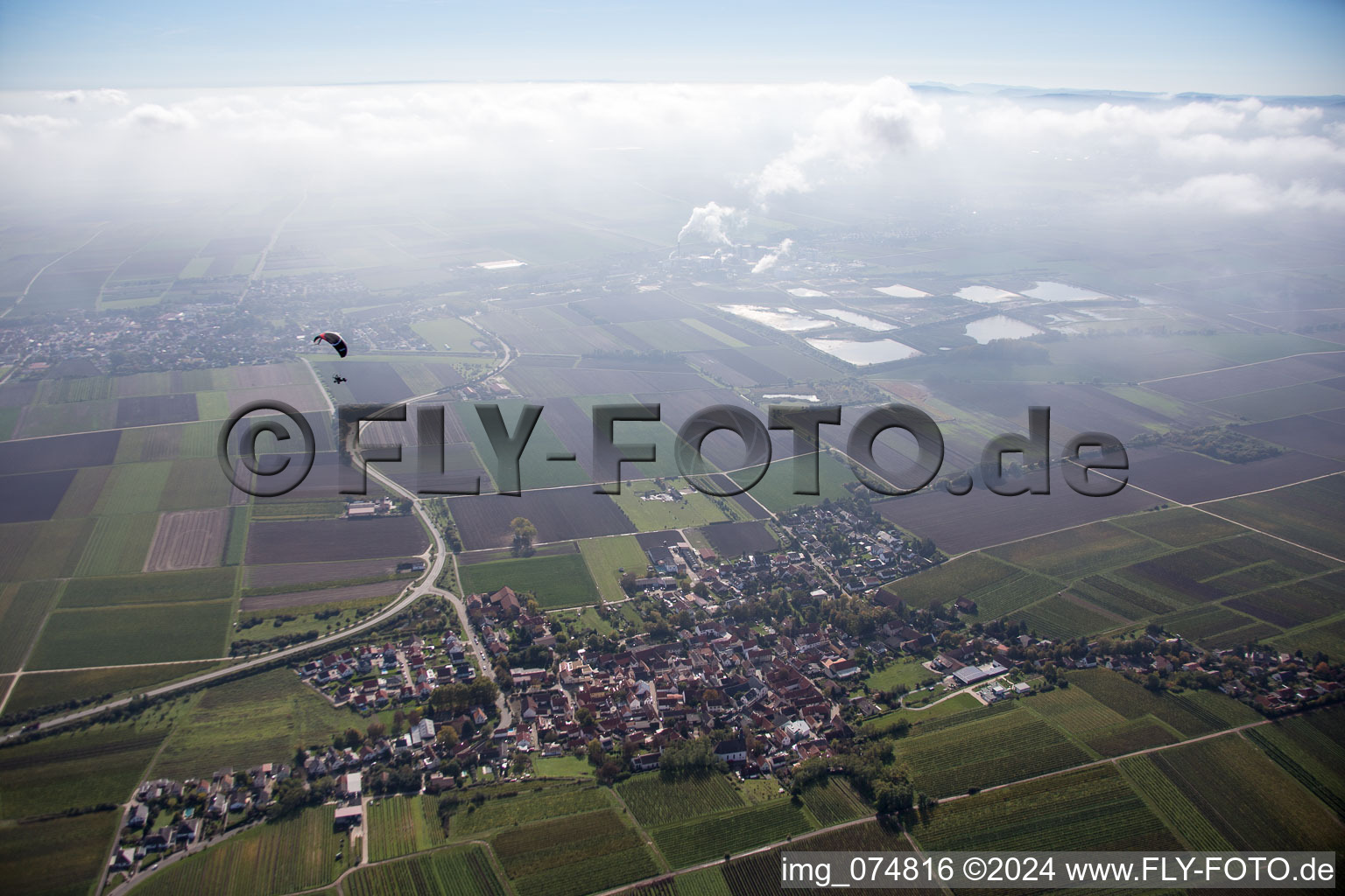 Vue aérienne de Hohen-Sülzen dans le département Rhénanie-Palatinat, Allemagne