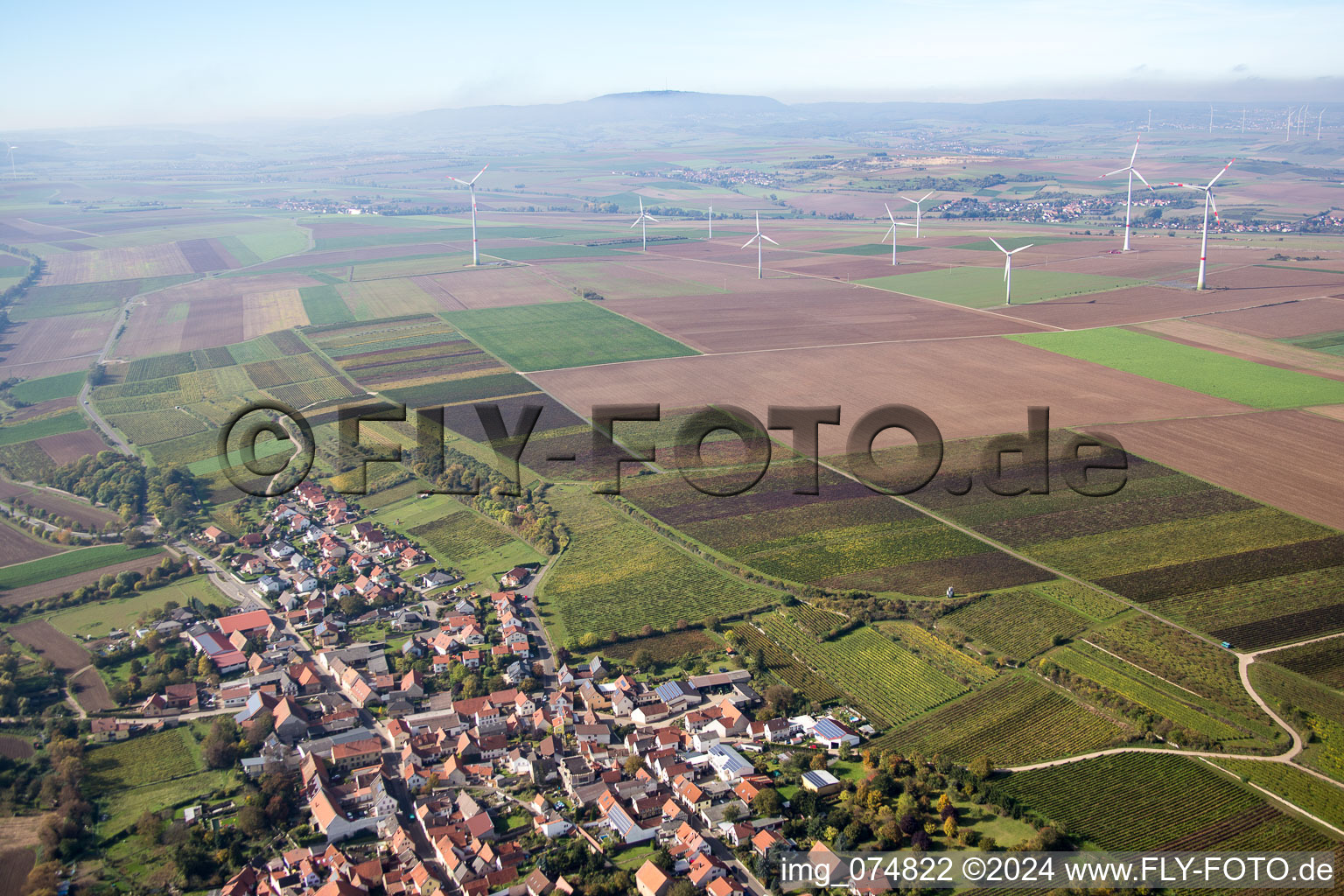 Photographie aérienne de Kindenheim dans le département Rhénanie-Palatinat, Allemagne