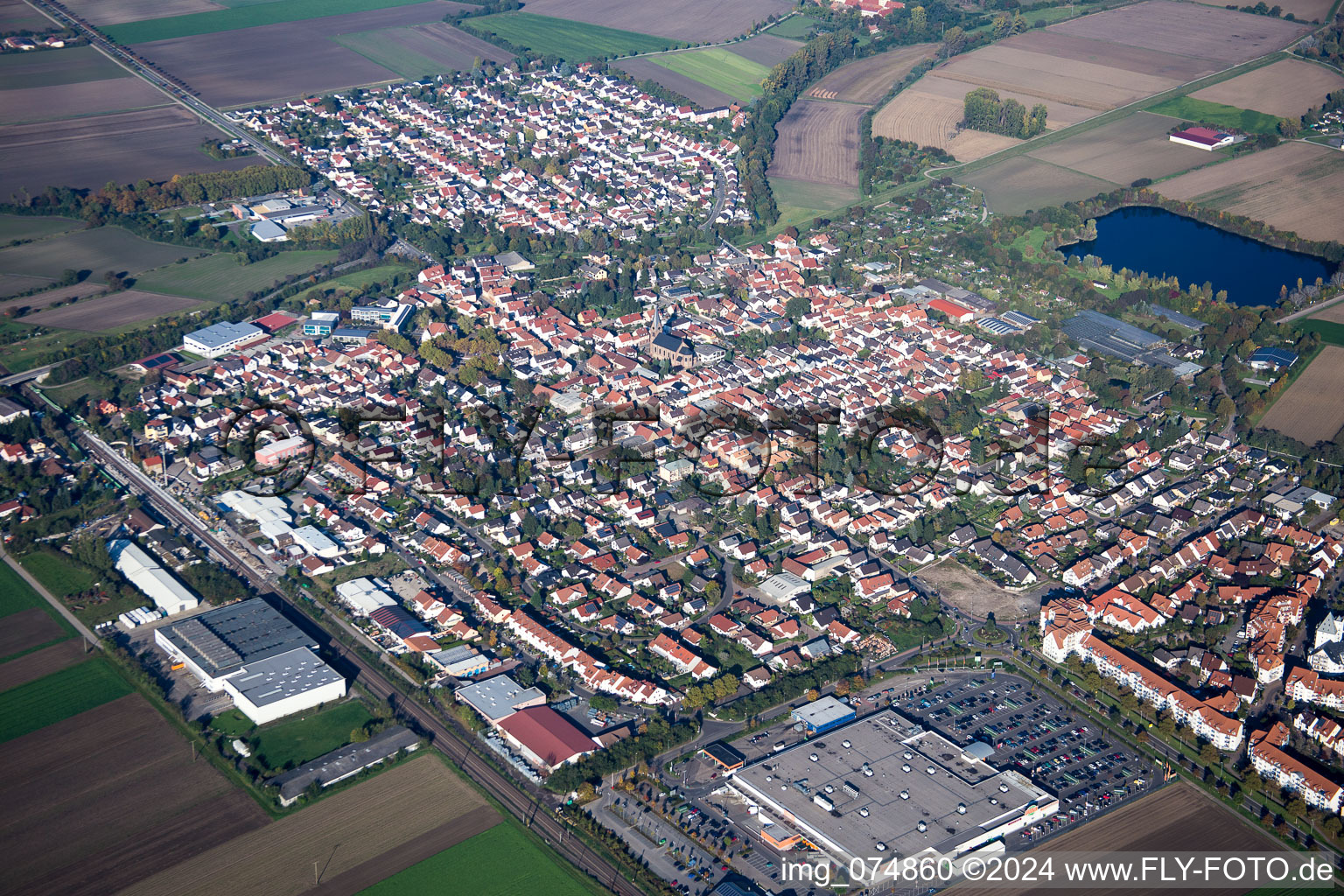 Vue aérienne de Quartier Bobenheim in Bobenheim-Roxheim dans le département Rhénanie-Palatinat, Allemagne