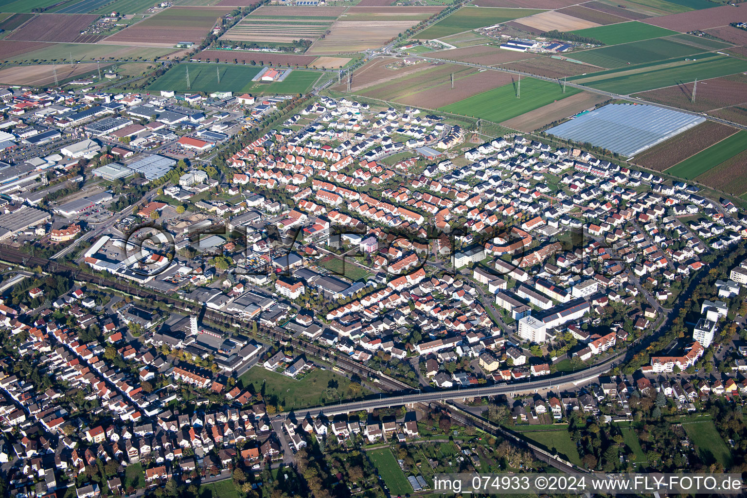 Vue aérienne de Lampertheim dans le département Hesse, Allemagne