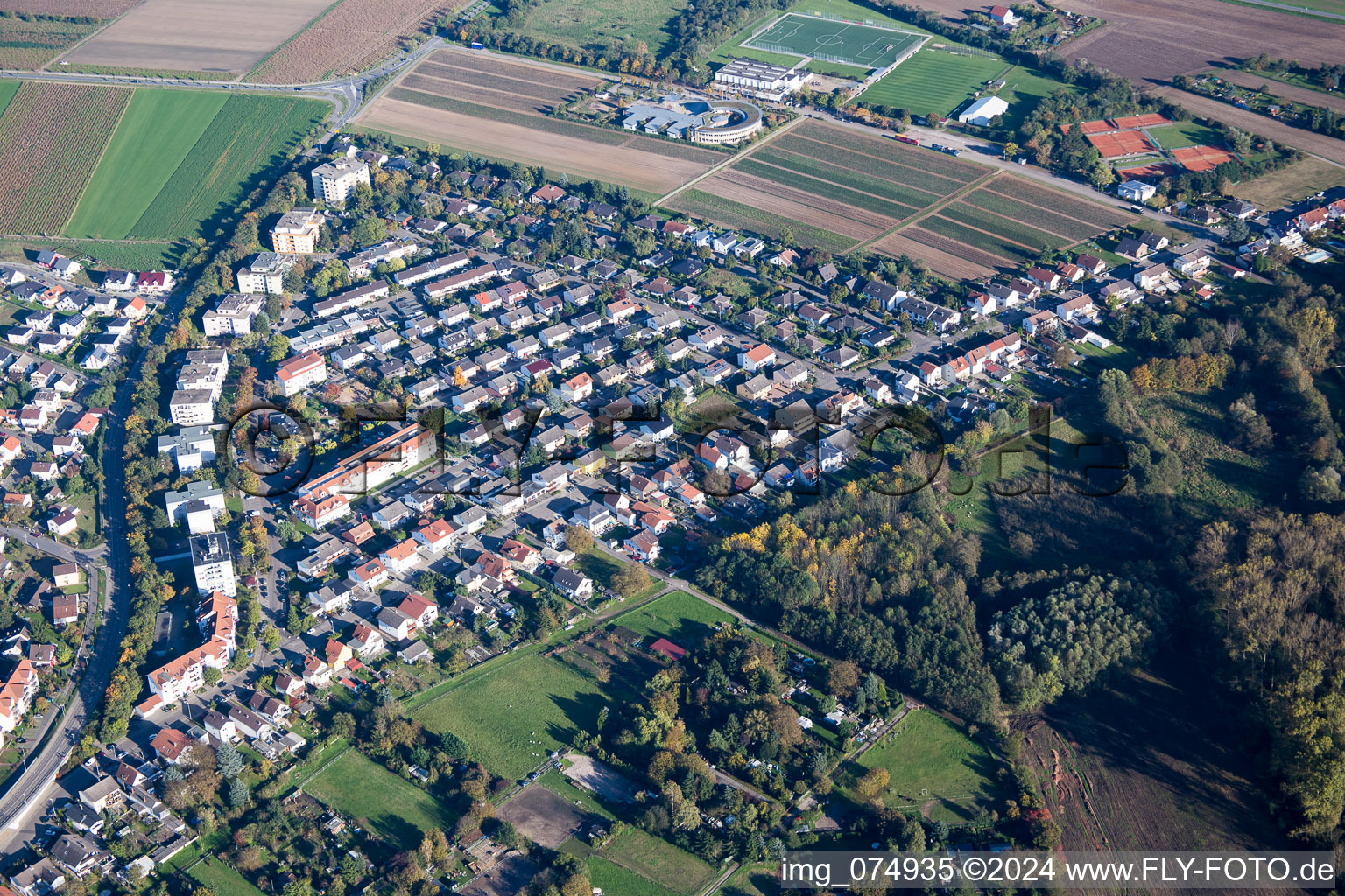 Photographie aérienne de Lampertheim dans le département Hesse, Allemagne