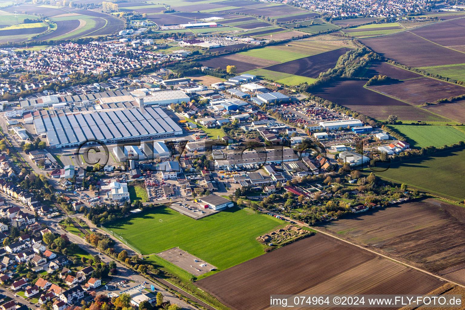 Vue aérienne de Meubles GmbH à Bürstadt dans le département Hesse, Allemagne