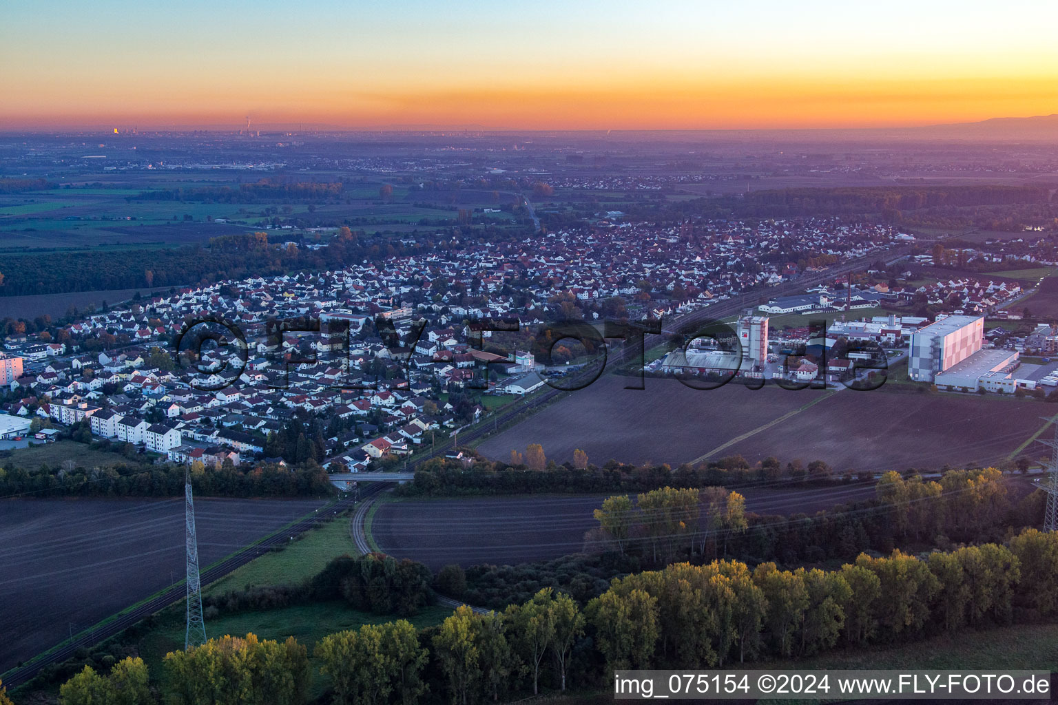 Vue aérienne de Biblis dans le département Hesse, Allemagne