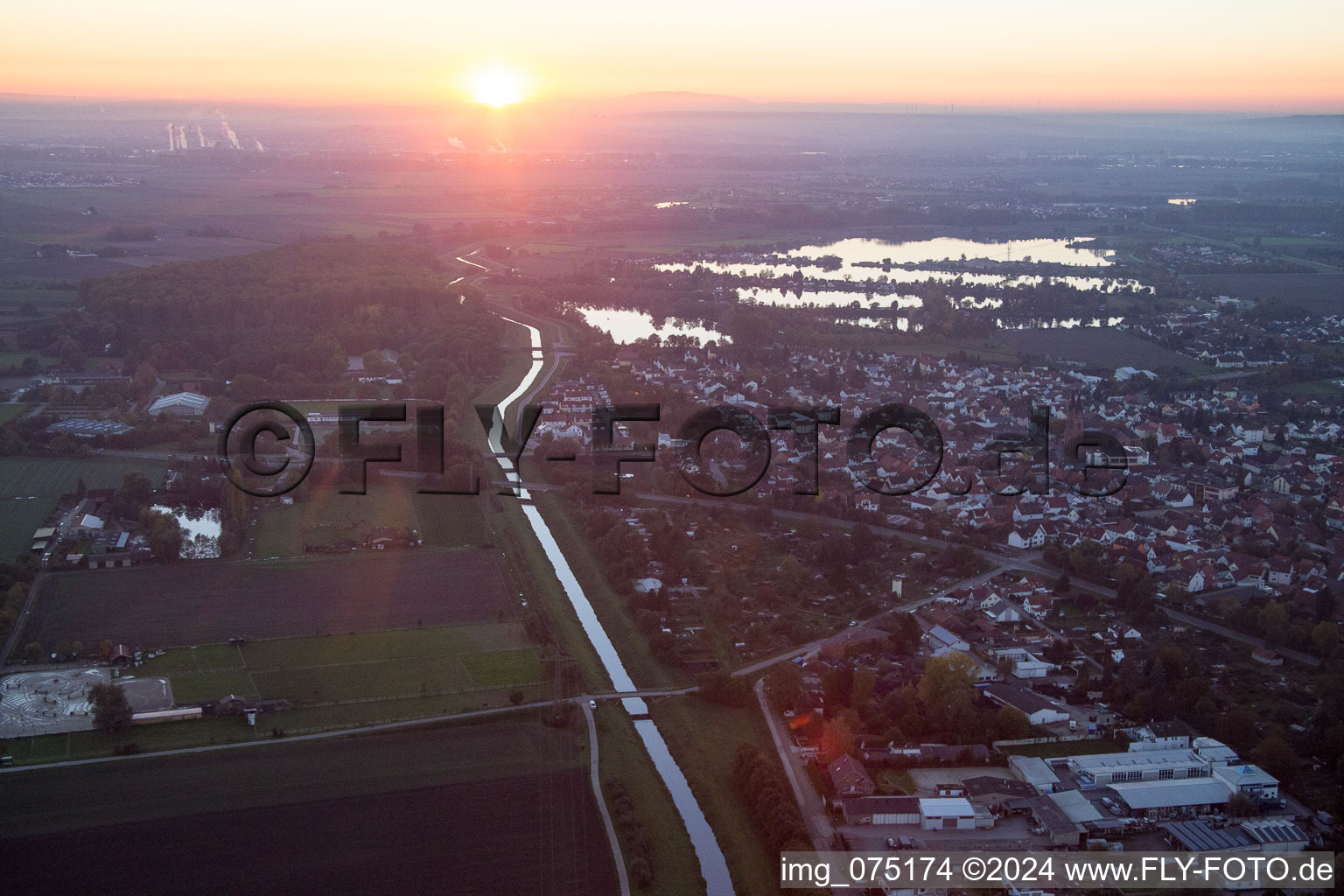 Biblis dans le département Hesse, Allemagne d'en haut