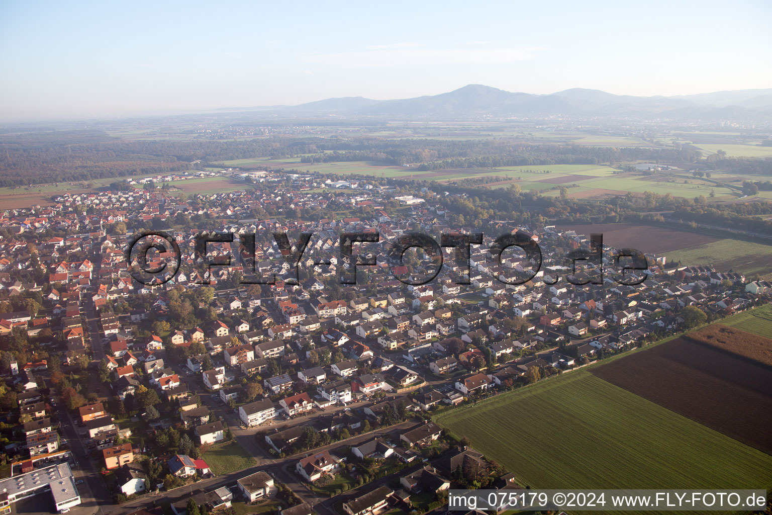 Vue aérienne de Einhausen dans le département Hesse, Allemagne