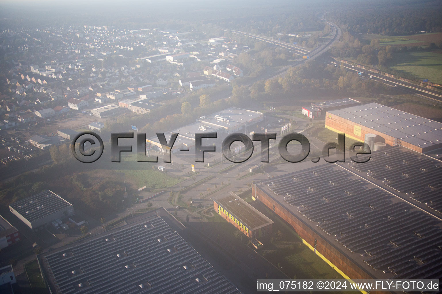 Vue oblique de Einhausen dans le département Hesse, Allemagne