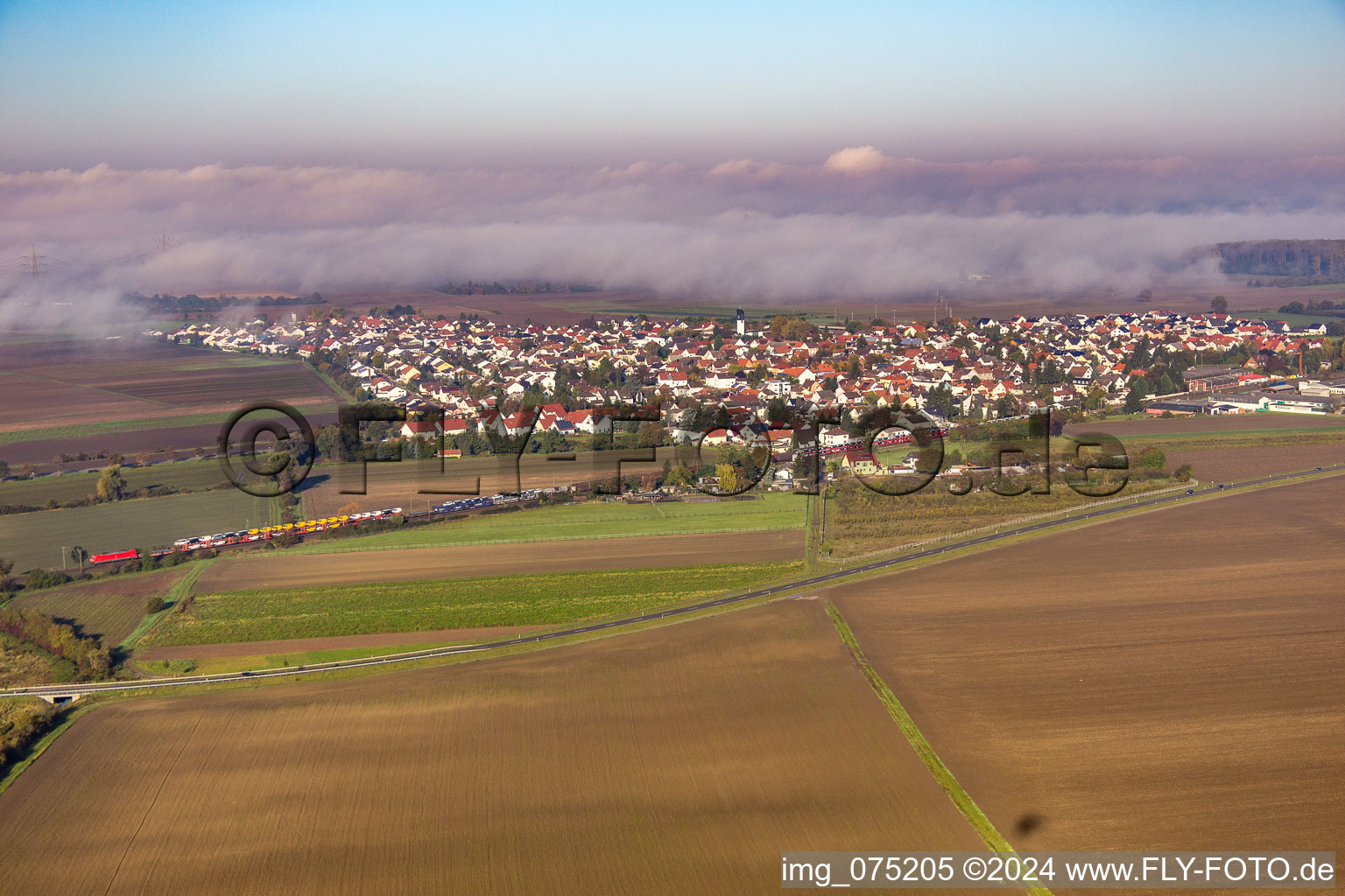 Vue aérienne de Du sud-est à le quartier Bobstadt in Bürstadt dans le département Hesse, Allemagne