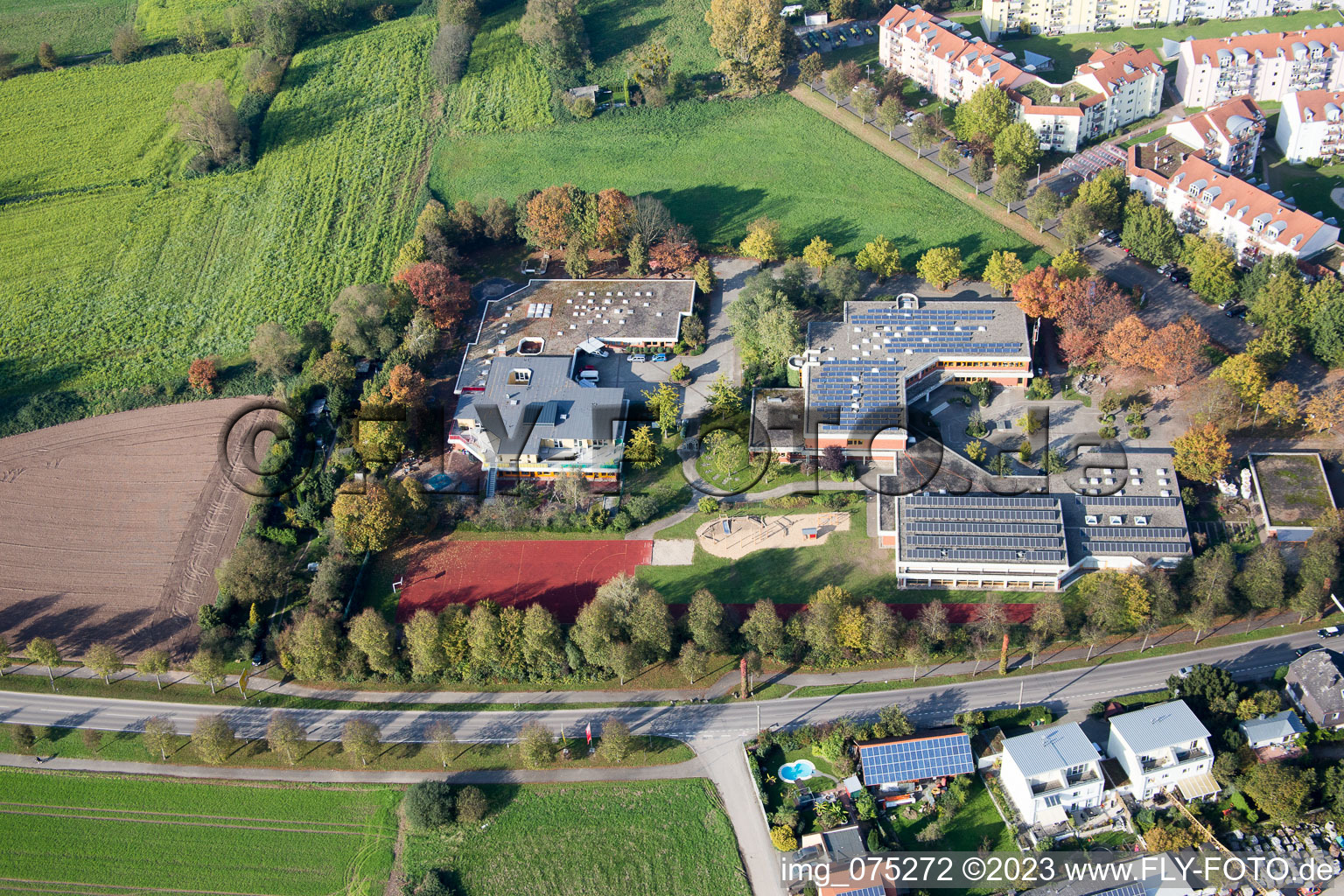 Vue aérienne de École Augusta Sybilla à Rastatt dans le département Bade-Wurtemberg, Allemagne