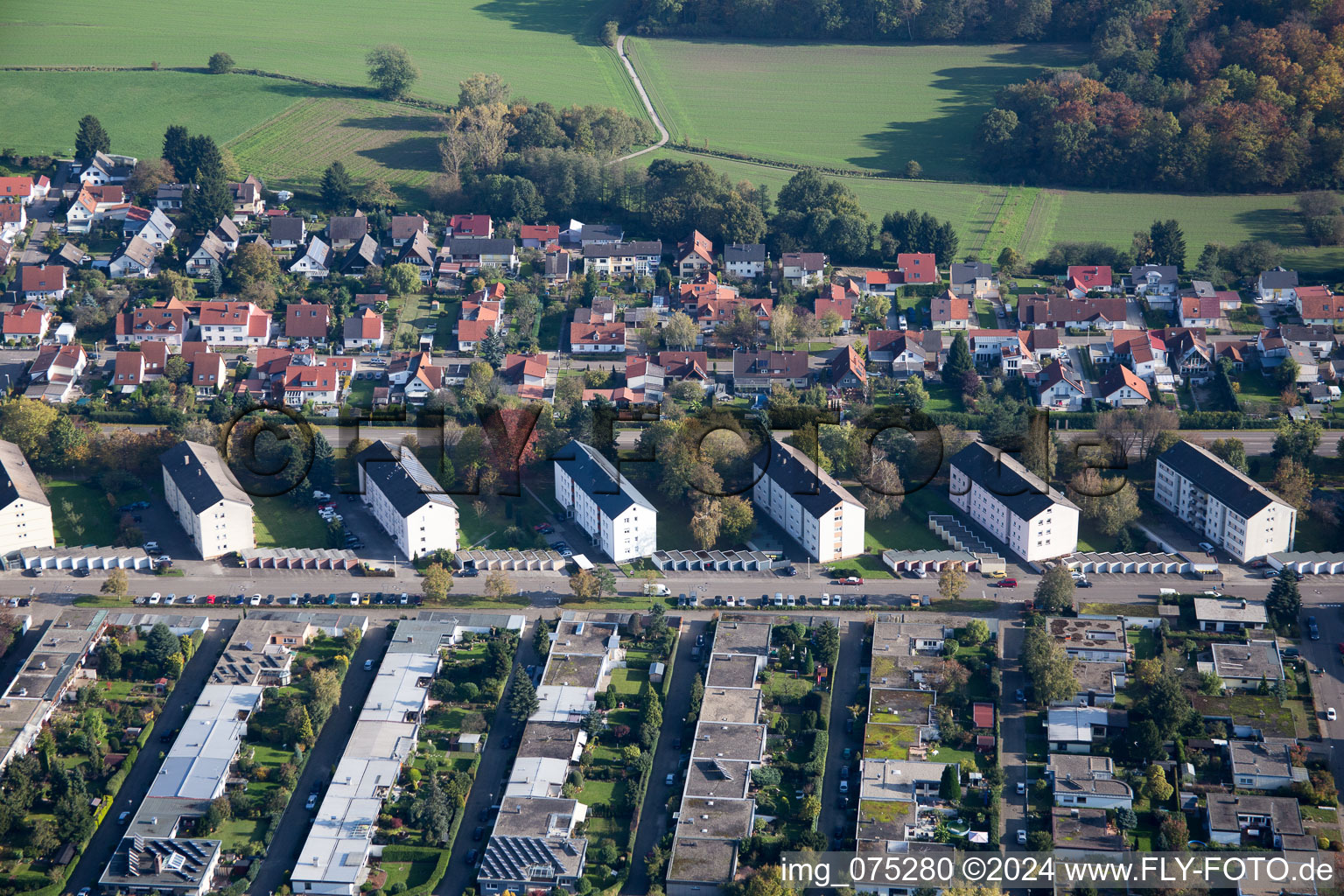 Vue aérienne de Neckarstr à Rastatt dans le département Bade-Wurtemberg, Allemagne