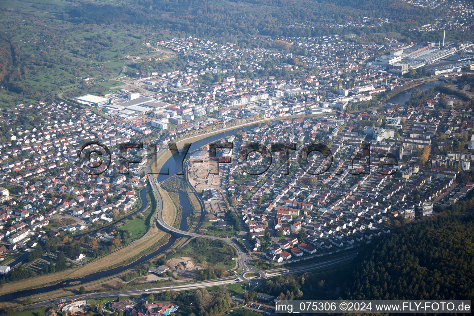 Vue aérienne de Gaggenau dans le département Bade-Wurtemberg, Allemagne