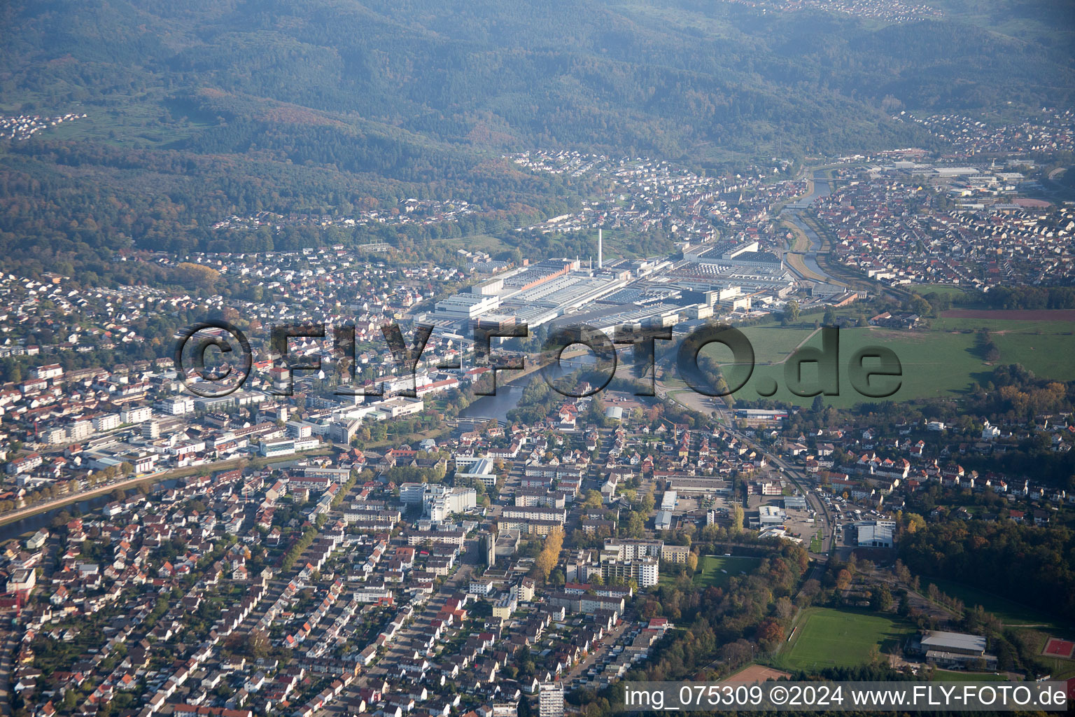 Vue oblique de Gaggenau dans le département Bade-Wurtemberg, Allemagne