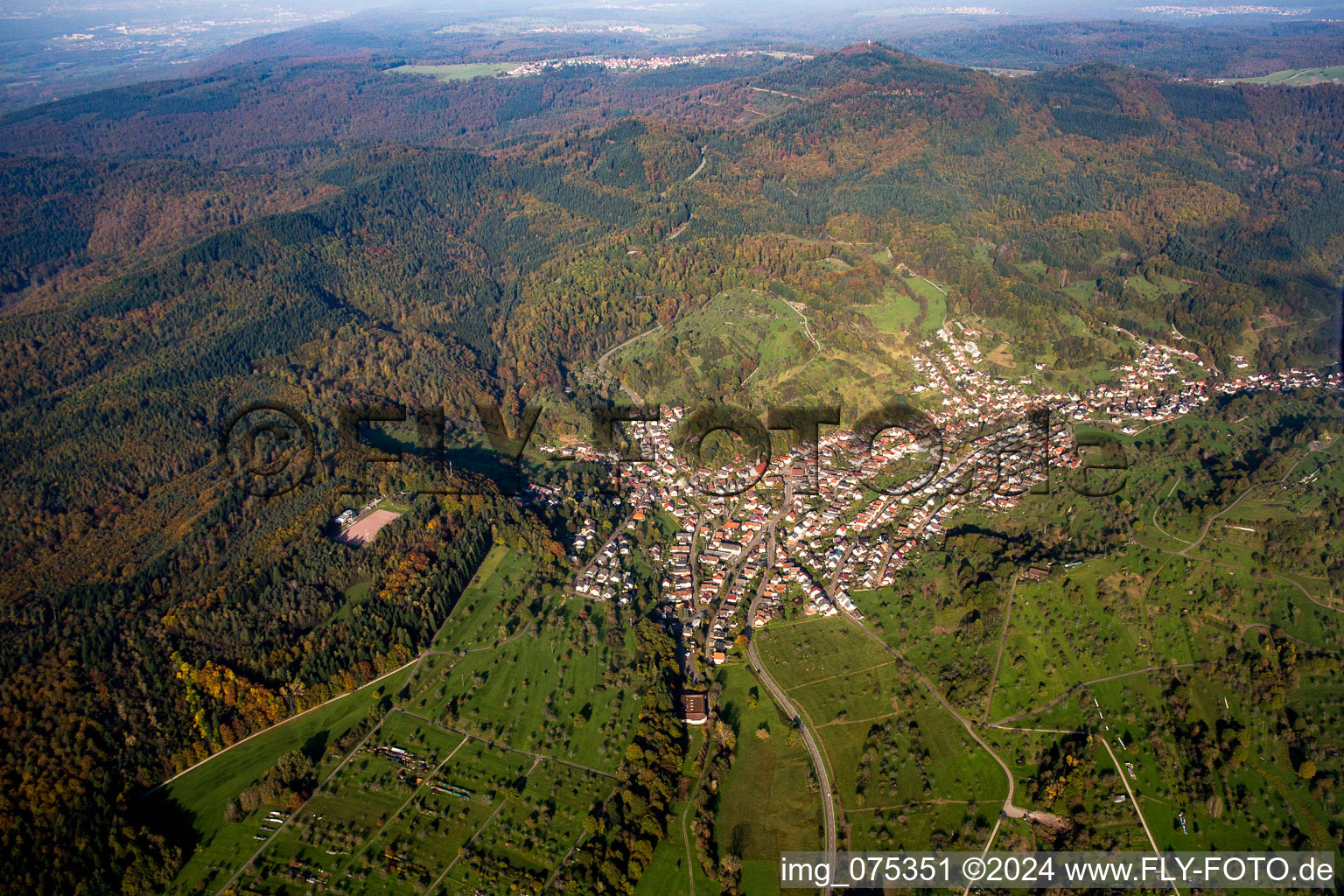 Vue aérienne de Du sud-ouest à le quartier Michelbach in Gaggenau dans le département Bade-Wurtemberg, Allemagne