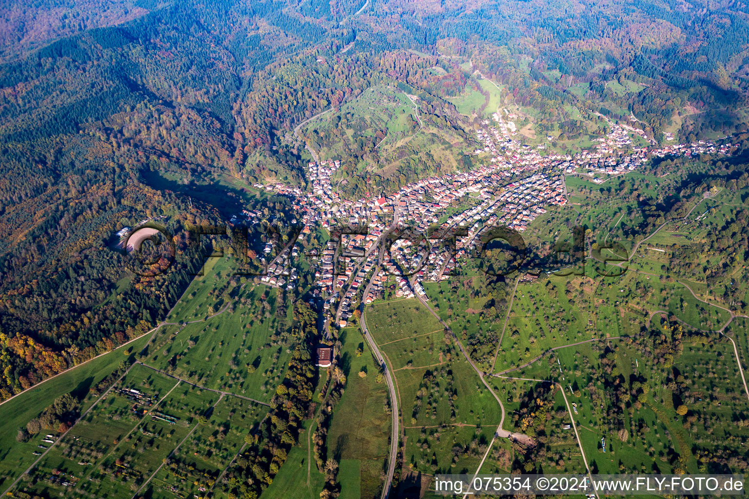 Vue aérienne de Vue sur le village à le quartier Michelbach in Gaggenau dans le département Bade-Wurtemberg, Allemagne