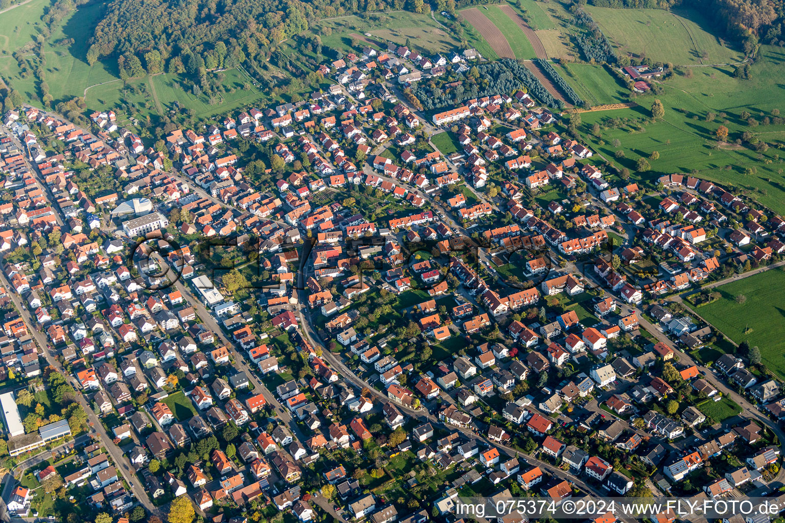 Vue aérienne de Quartier Schöllbronn in Ettlingen dans le département Bade-Wurtemberg, Allemagne