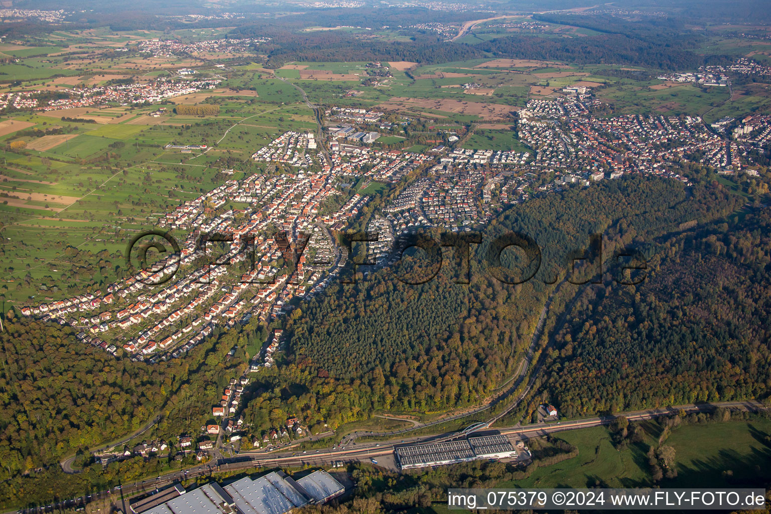 Vue aérienne de Quartier Busenbach in Waldbronn dans le département Bade-Wurtemberg, Allemagne