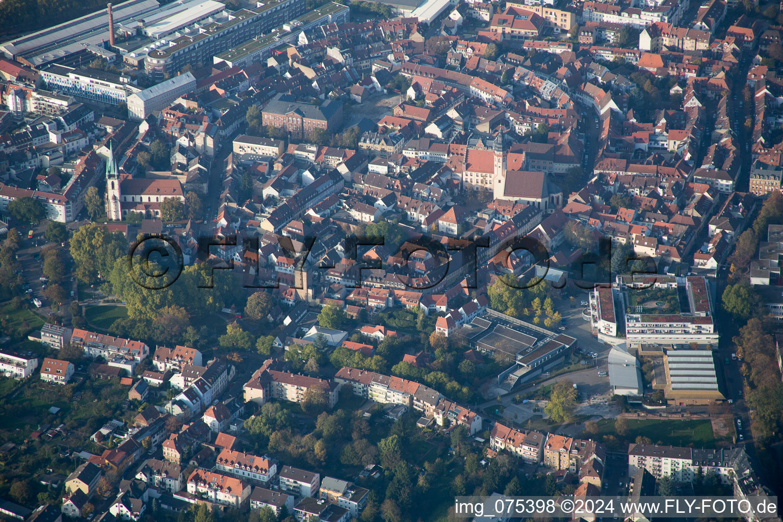 Vue aérienne de Quartier Durlach in Karlsruhe dans le département Bade-Wurtemberg, Allemagne