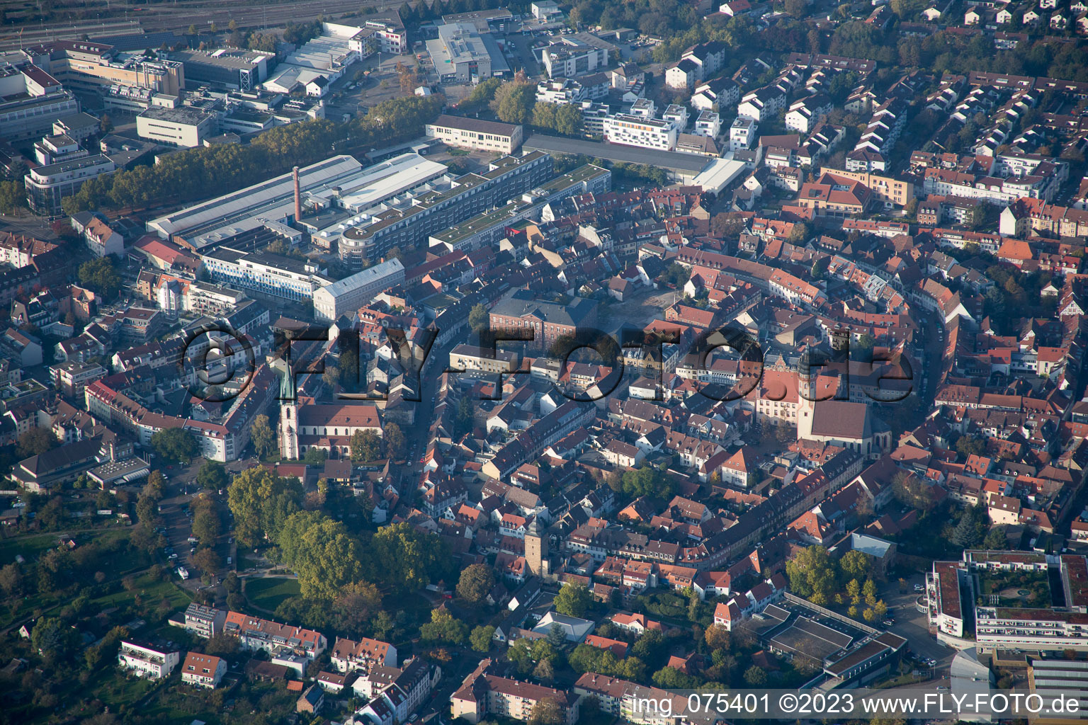 Vue oblique de Quartier Durlach in Karlsruhe dans le département Bade-Wurtemberg, Allemagne