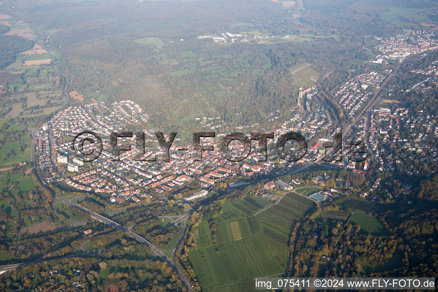 Photographie aérienne de Quartier Grötzingen in Karlsruhe dans le département Bade-Wurtemberg, Allemagne