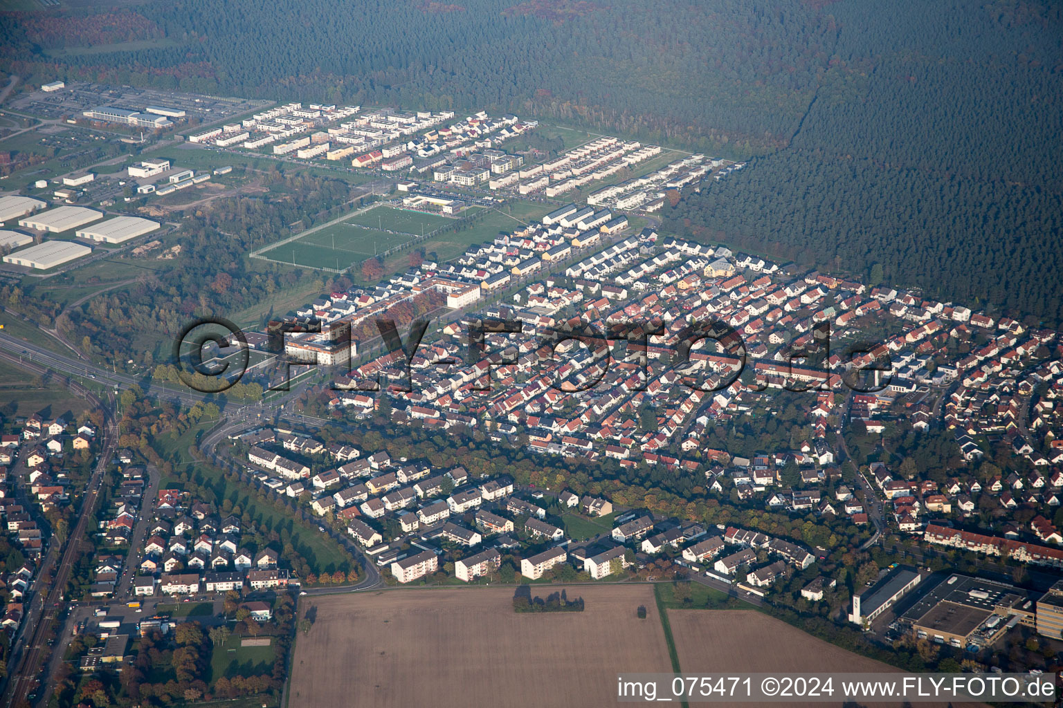 Quartier Nordweststadt in Karlsruhe dans le département Bade-Wurtemberg, Allemagne d'en haut