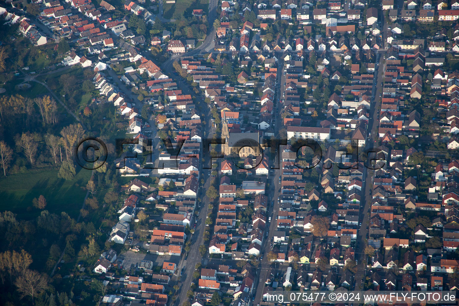 Vue d'oiseau de Quartier Neureut in Karlsruhe dans le département Bade-Wurtemberg, Allemagne