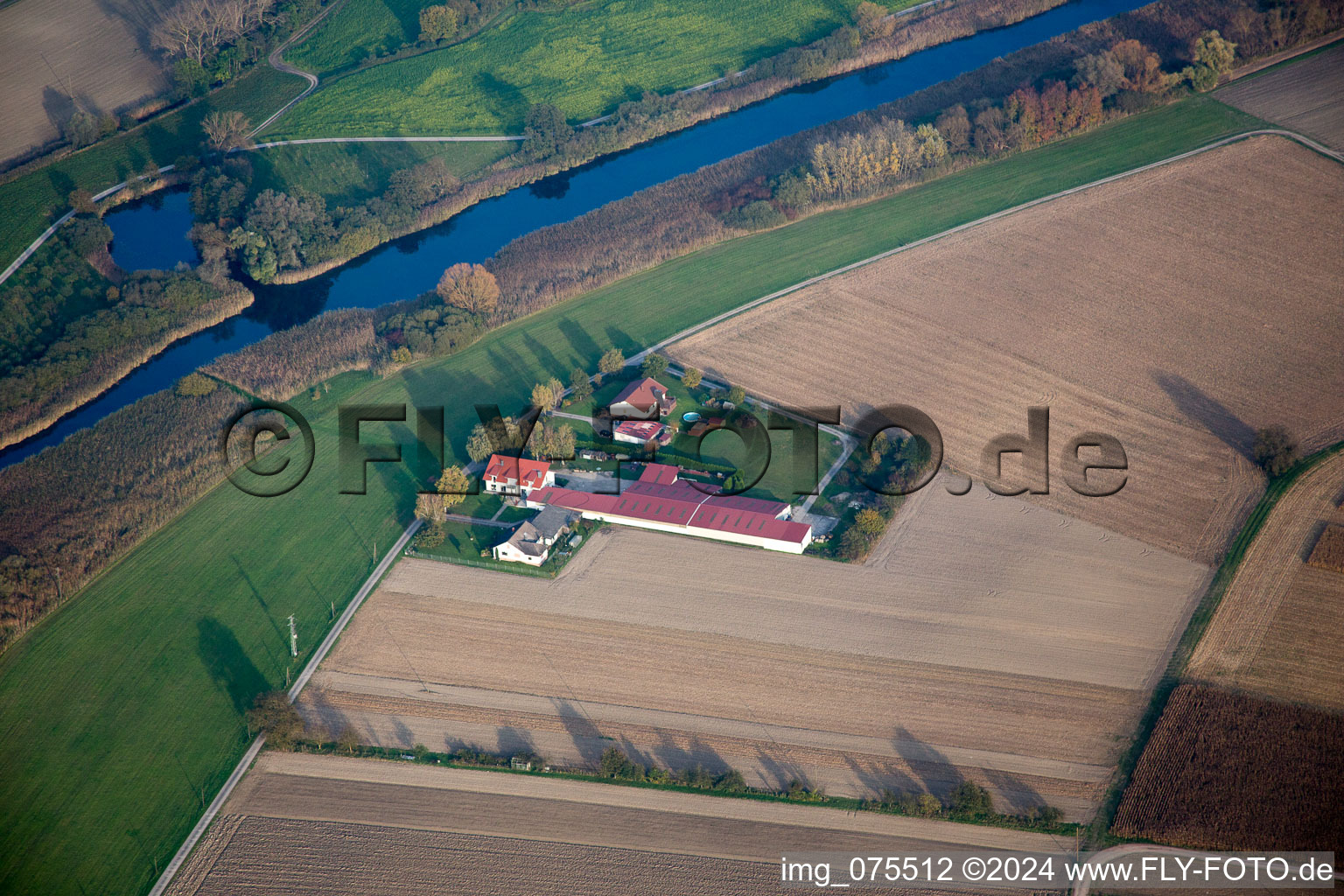 Neupotz dans le département Rhénanie-Palatinat, Allemagne depuis l'avion