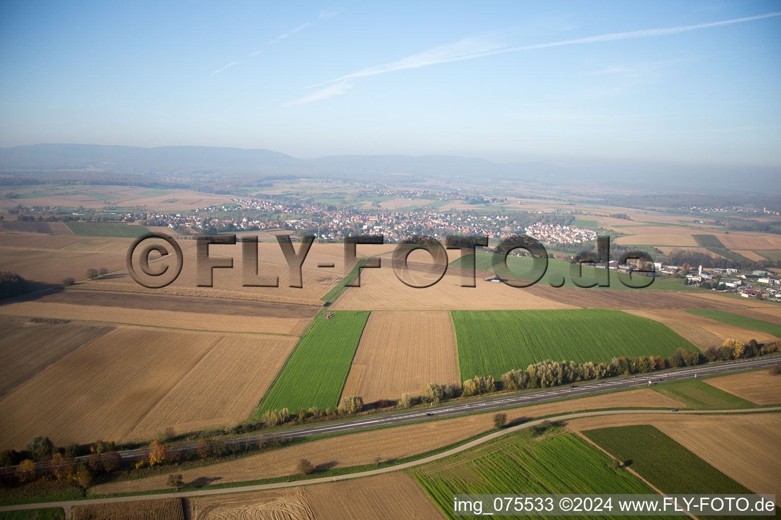 Vue aérienne de Reimerswiller dans le département Bas Rhin, France