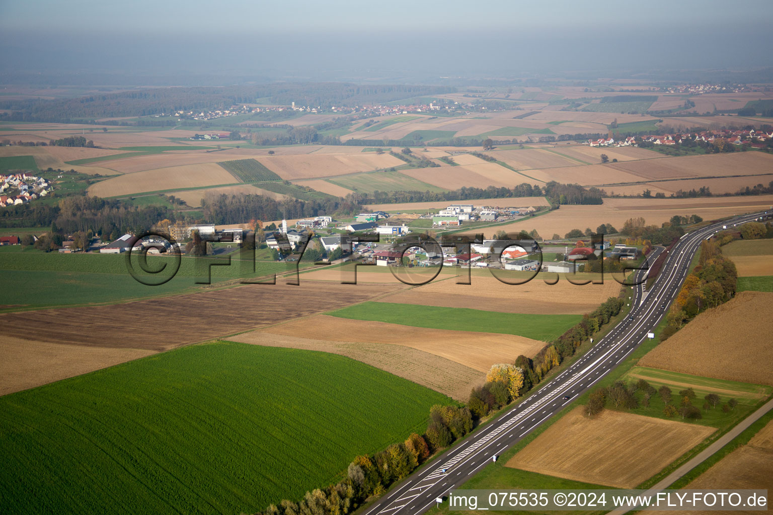 Vue aérienne de Reimerswiller dans le département Bas Rhin, France