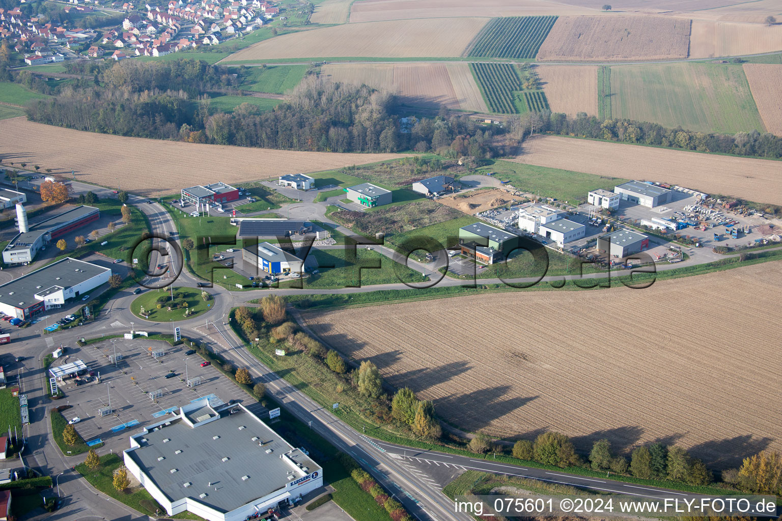 Hohwiller dans le département Bas Rhin, France depuis l'avion