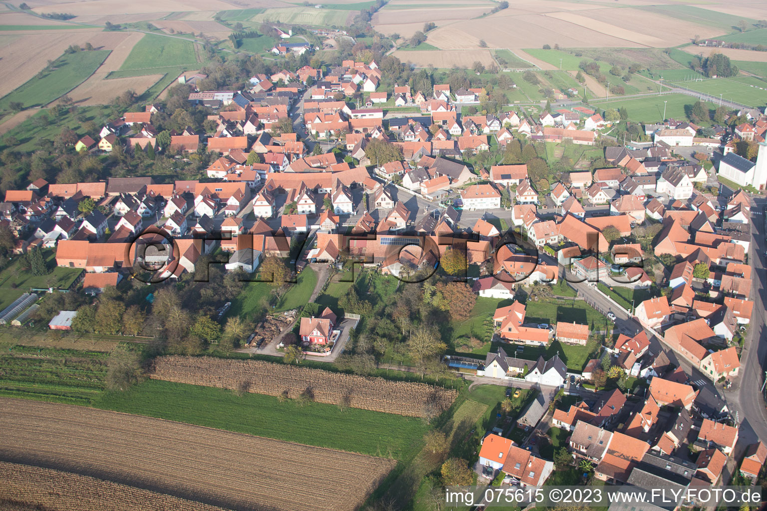 Photographie aérienne de Rittershoffen dans le département Bas Rhin, France