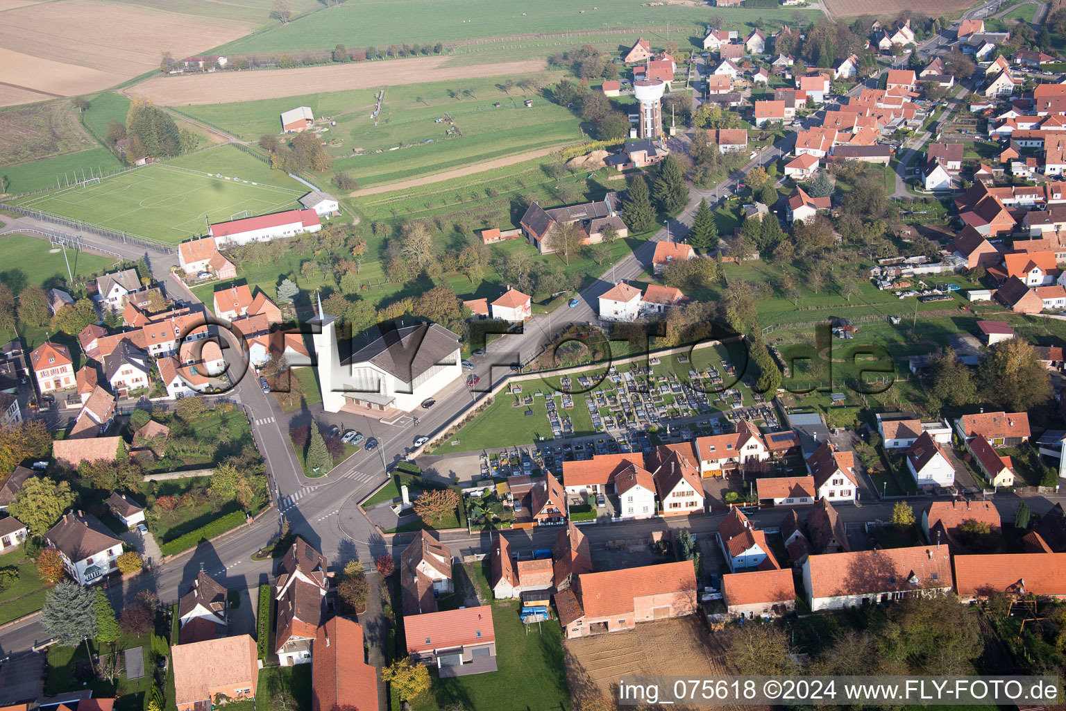 Vue oblique de Rittershoffen dans le département Bas Rhin, France