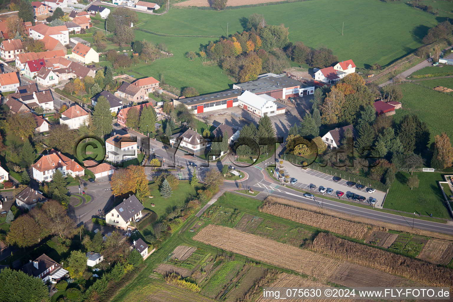 Vue oblique de Hatten dans le département Bas Rhin, France