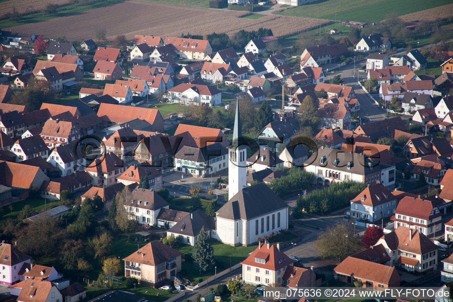 Photographie aérienne de Vue sur le village à Hatten dans le département Bas Rhin, France