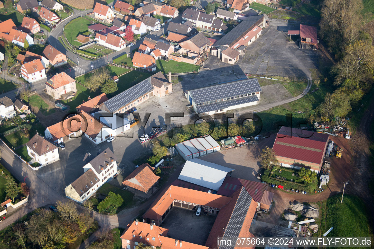 Niederrœdern dans le département Bas Rhin, France depuis l'avion