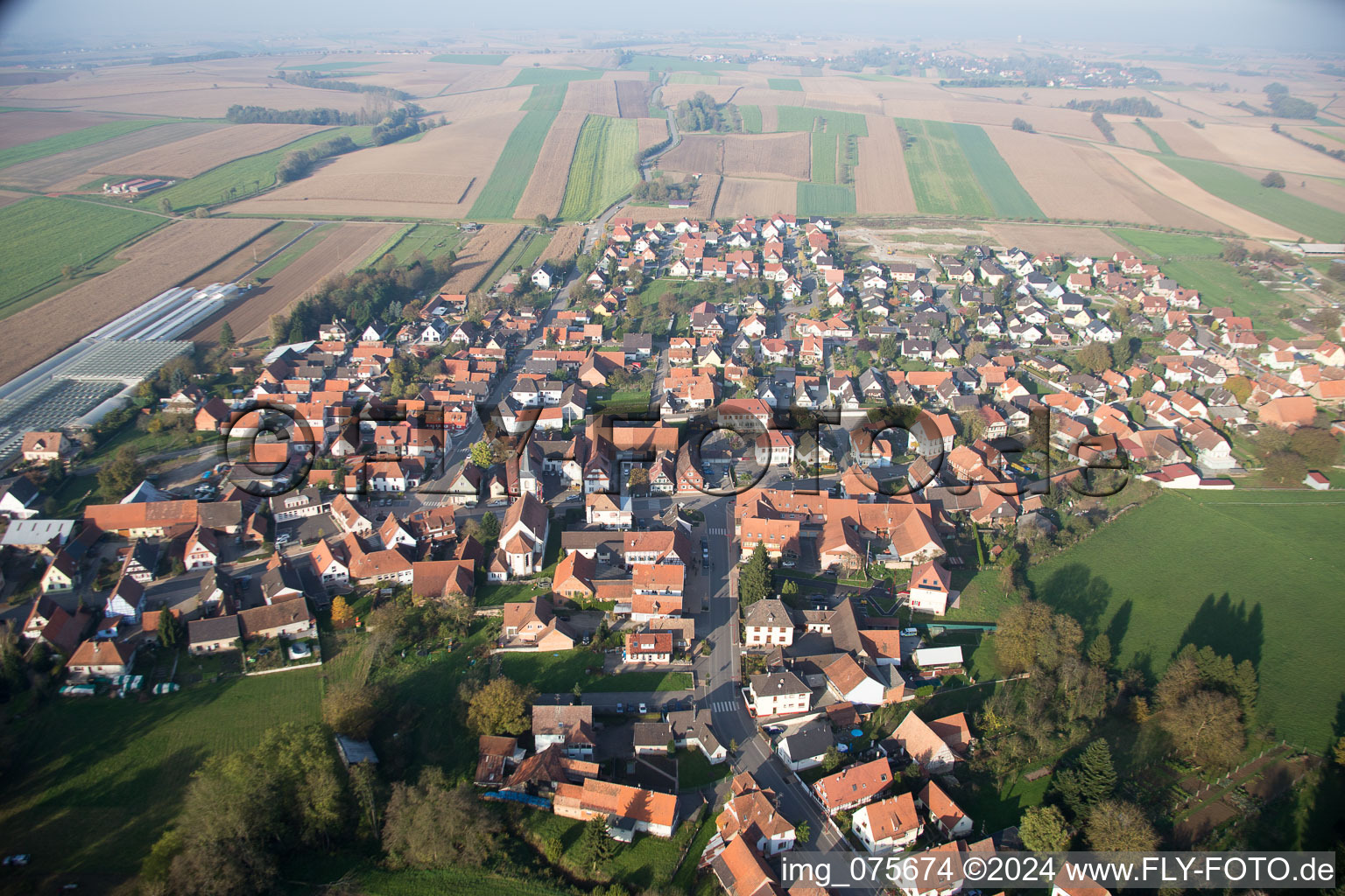 Photographie aérienne de Niederrœdern dans le département Bas Rhin, France