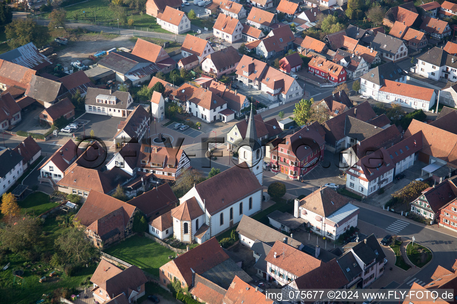 Niederrœdern dans le département Bas Rhin, France d'en haut