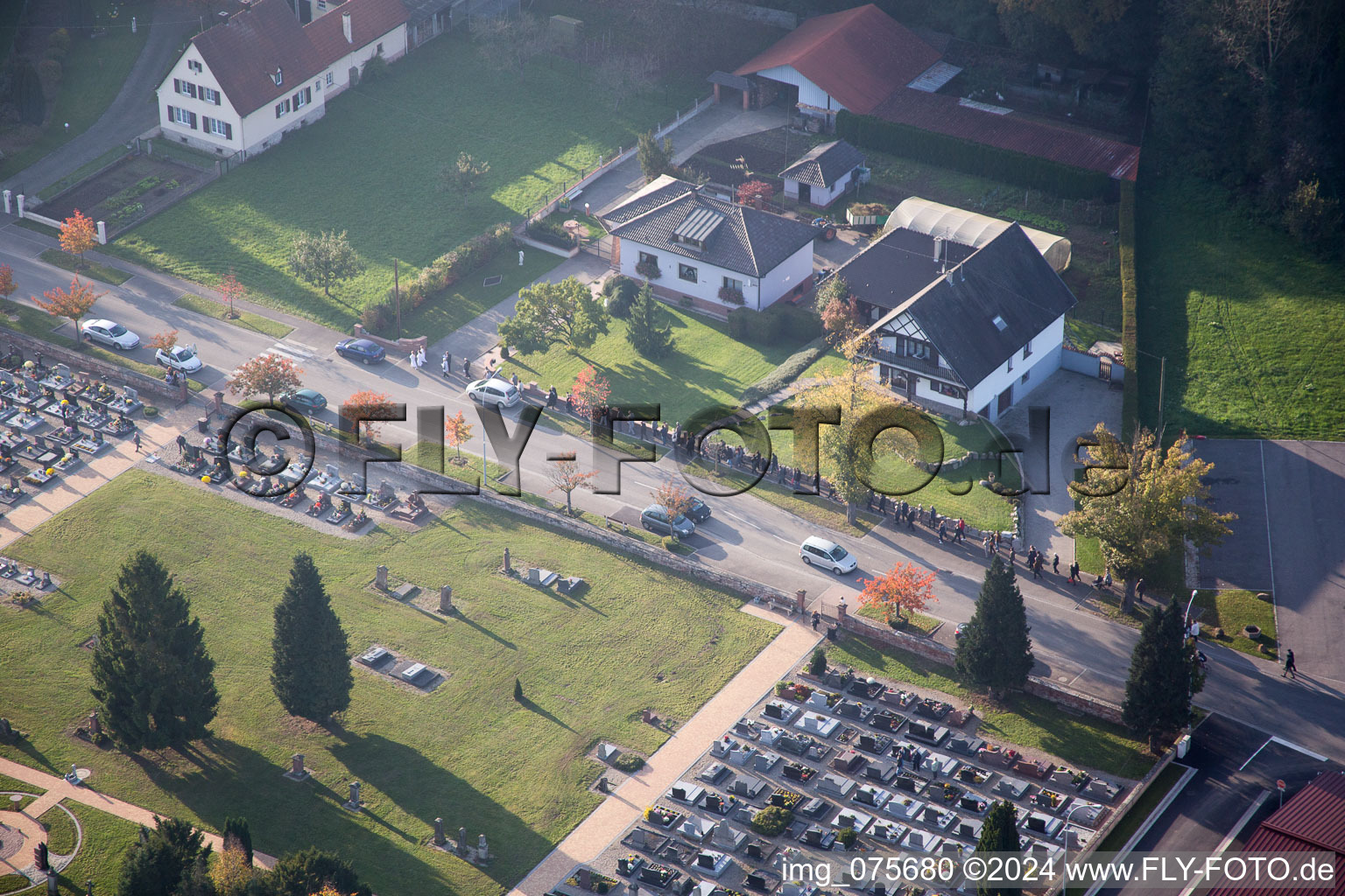 Niederrœdern dans le département Bas Rhin, France vue d'en haut