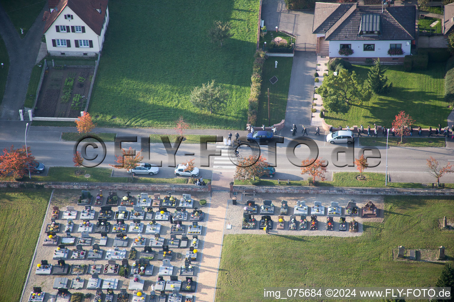 Enregistrement par drone de Niederrœdern dans le département Bas Rhin, France