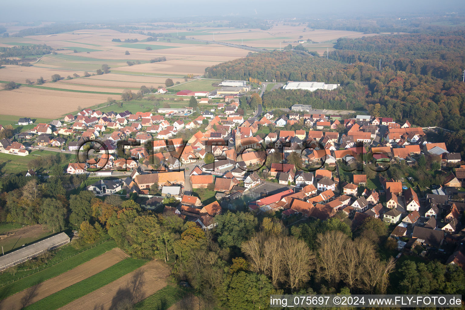 Schaffhouse-près-Seltz dans le département Bas Rhin, France d'en haut