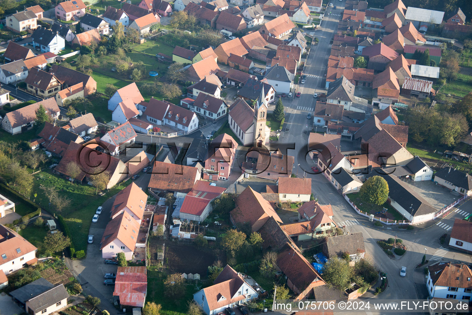 Schaffhouse-près-Seltz dans le département Bas Rhin, France vue d'en haut