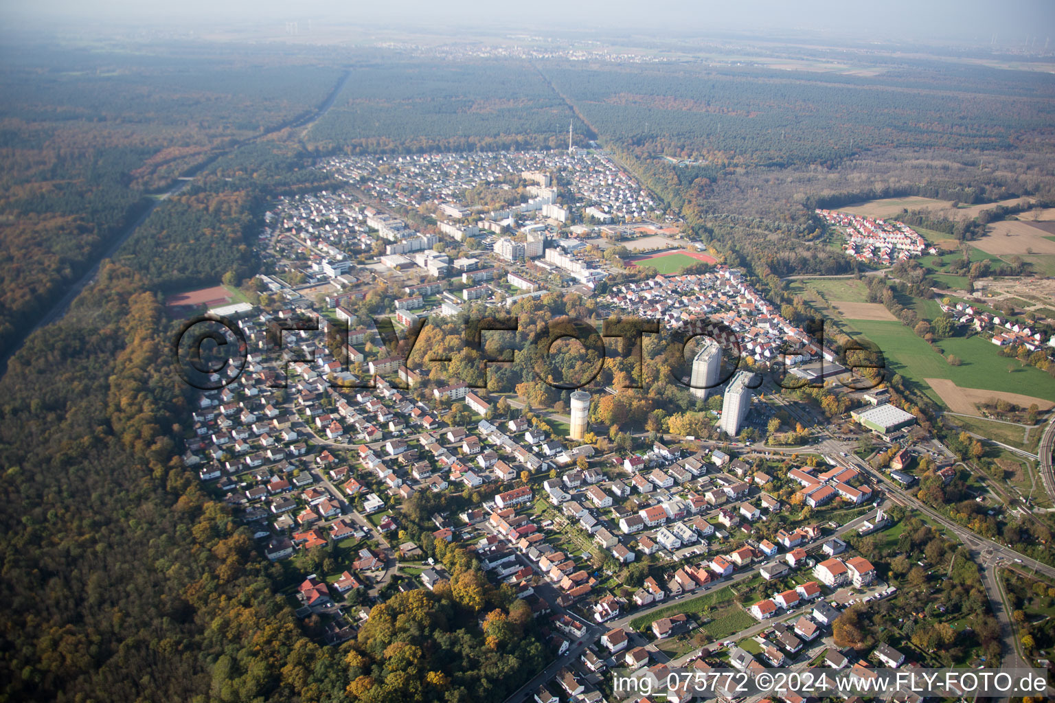 Photographie aérienne de Wörth am Rhein dans le département Rhénanie-Palatinat, Allemagne