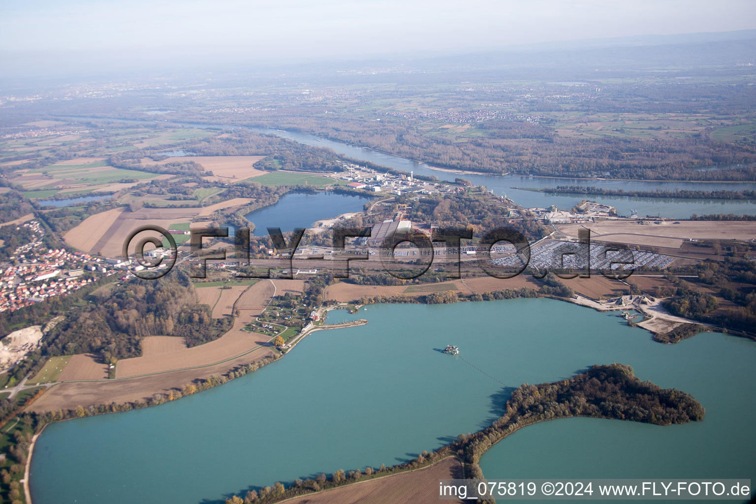 Vue oblique de Lauterbourg dans le département Bas Rhin, France