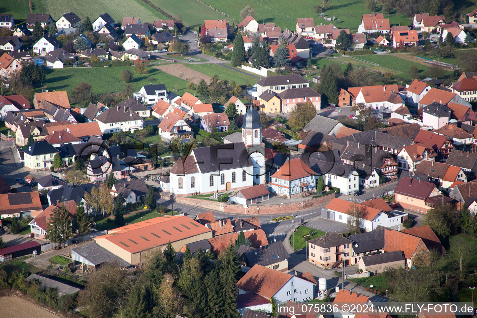 Photographie aérienne de Niederlauterbach dans le département Bas Rhin, France