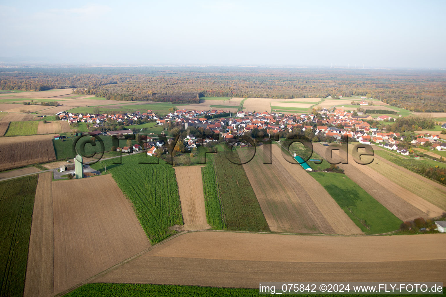 Vue aérienne de Salmbach dans le département Bas Rhin, France