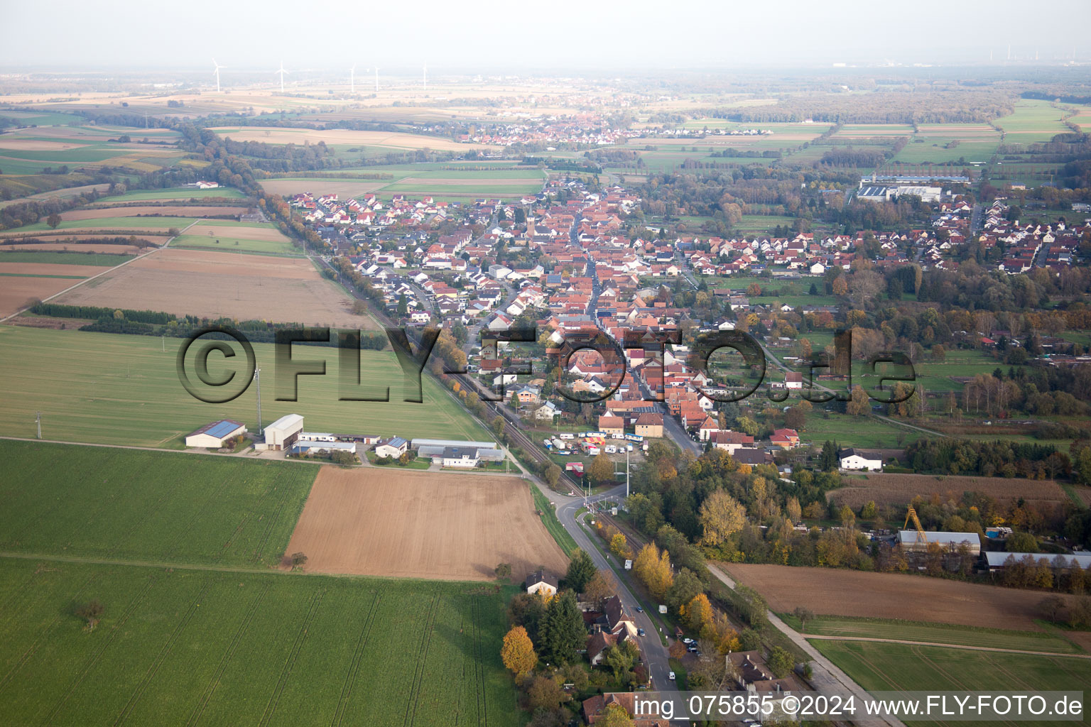 Quartier Schaidt in Wörth am Rhein dans le département Rhénanie-Palatinat, Allemagne depuis l'avion