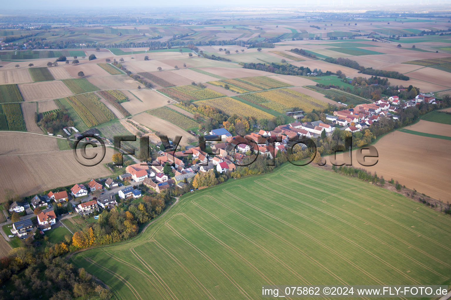 Vollmersweiler dans le département Rhénanie-Palatinat, Allemagne depuis l'avion