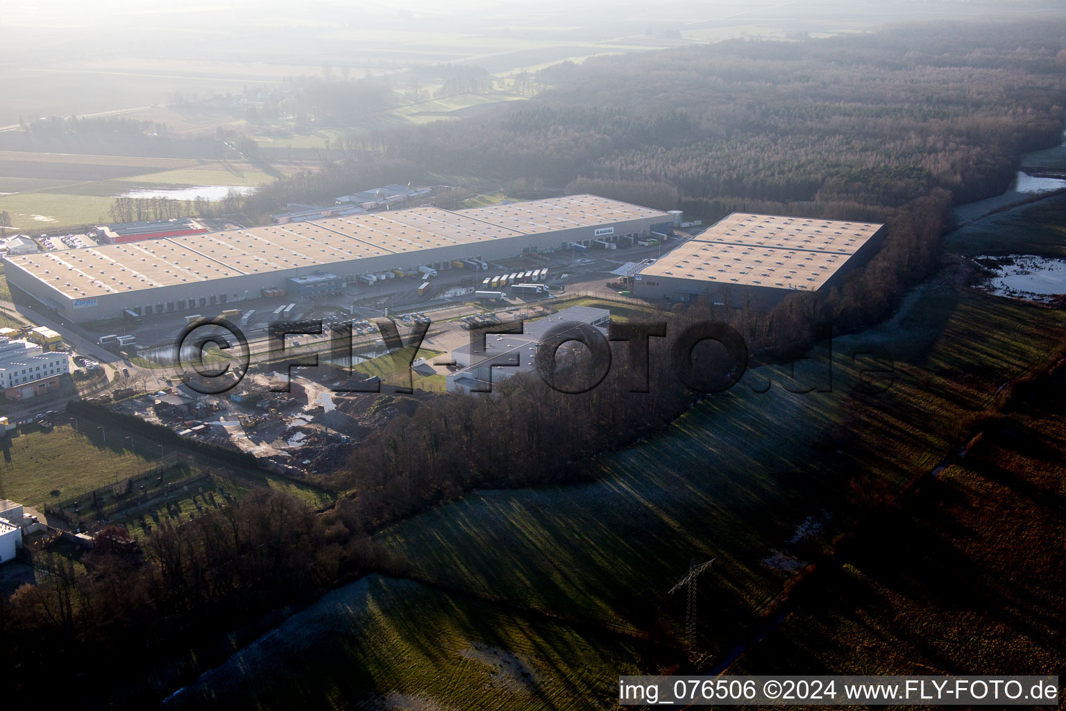 Vue aérienne de Zone industrielle Horst, Alfa Aesar GmbH à le quartier Minderslachen in Kandel dans le département Rhénanie-Palatinat, Allemagne